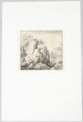 ALLART VAN EVERDINGEN 'The Large Rock' original 17th century etching on watermarked paper