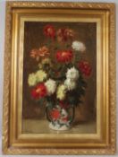 SURAND Still life of flowers in a vase oil on canvas signed 75 x 50cm