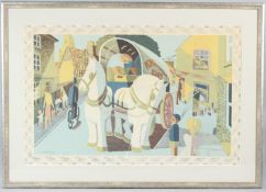 TOM GENTLEMAN (1882-1966) 'The Grey Horses' colour lithograph printed by Baynard Press for School