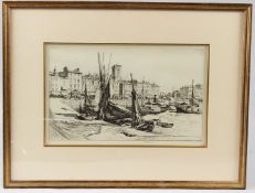 STANLEY ANDERSON 'Quai Duperre, La Rochelle' etching signed in pencil 20.5 x 34cm
