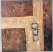 R EDWARDS (CONTEMPORARY) Abstract composition mixed media signed unframed 76 x 76cm