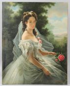 JOHN DAMSON Portrait of a bride oil on canvas signed unframed 76 x 60cm