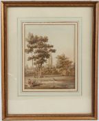 CHARLES WILD (1781-1835) 'View over Salisbury Cathedral watercolour labels verso Sothebys sale May