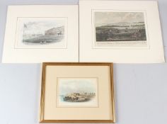 18TH CENTURY SCHOOL 'The Town and Harbour of Portsmouth...' coloured engraving unframed 19 x 25cm