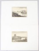 WENCESLAUS HOLLAR 'Ye Waterhouse' 'By The Waterhouse' two original 17th century etchings extensively