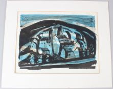 ANNE REDPATH 'A Corsican Village' lithograph on watermarked paper signed in the print unframed (a/f)