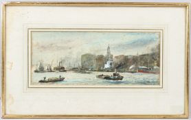 HENRIE PITCHER (19TH CENTURY) 'Billingsgate' River Thames view watercolour signed and inscribed,