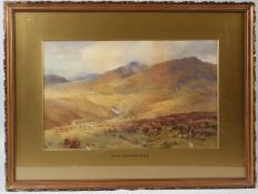 CHARLES DAVIDSON RWS Mountain landscape watercolour signed 28 x 45cm