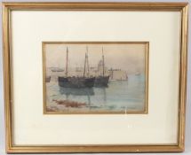 WEST COUNTRY ENGLISH SCHOOL 'St Ives Cornwall' Fishing boats in harbour watercolour inscribed 17 x