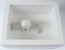 SIR EDUARDO PAOLOZZI (1924-2005) Anatomical items plaster relief in glazed case overall 26 x 31cm