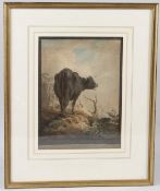 W M CRAIG (LATE 18TH CENTURY) Cow before a fallen tree watercolour inscribed and dated 1790 on the
