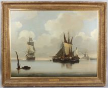 FREDERICK CALVERT (c.1785-c.1845) Shipping off a coast oil on canvas signed indistinctly 68 x 89cm