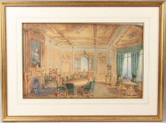 JOHN ADAM HOUSTON RSA(1812-1884) Stately home dining room watercolour signed a/f no glass 35 x 56cm