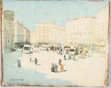 ALBERT MOULTON FOWERAKER (1873-1942) Town square, possibly Spain watercolour signed unframed 23.5