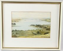 KENNETH YOCKNEY View of Portchester and Portsmouth Harbour from Portsdown Hill watercolour