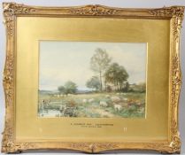 DAVID BATES (1840/41-1921) 'A Summer Day Leckhampton' watercolour signed and dated 1908 24.5 x 35cm