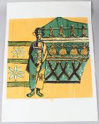 BRUCE ONOBRAKPEYA (1932 NIGERIA) 'Okuku (Hair Dress)' serigraph / screenprint 8/75 signed and