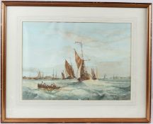 EDWARD KING REDMORE (1860-1941) 'Hay barges in the Thames Estuary' watercolour signed 32 x 45cm