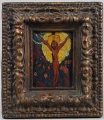 EXPRESSIONIST SCHOOL Crucifixion oil on board signed indistinctly 17 x 12.5cm