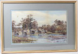 A M GOODALL Horse and cart crossing a stone bridge watercolour signed and dated 1903 29 x 49cm