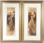 CHARLOTTE ATKINSON (b.1973) Dancing figures pair of colour prints signed in the print 64 x 18.5cm