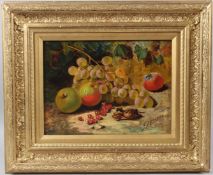 G J BARNES Still life of fruit oil on panel signed 21 x 28.5cm
