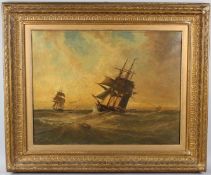 GEORGE GREGORY (1849-1938) Shipping at sea oil on canvas signed and dated 1890 65 X 72.5cm