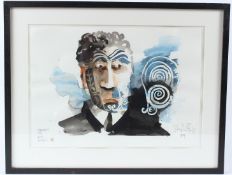 STEPHEN FARTHING (1950) 'Memory #16' Maori Face series watercolour signed, inscribed and dated '09