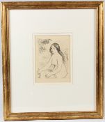 PIERRE-AUGUSTE RENOIR (1841-1919) Seated nude print 18 x 14cm