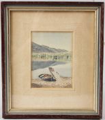 H SILK 'Loch Earn Perthshire' watercolour signed 10.5 x 7.5cm