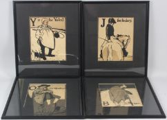 WILLIAM NICHOLSON 'Y is for Yokel' colour lithograph and three others from the Alphabet Series
