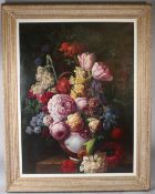 DUTCH STYLE STILL LIFE Flowers in a vase oil on canvas 118 x 88cm