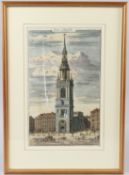 JAN KIP (c.1653-1722) 'Bow Church' hand coloured engraving 34.5 x 21cm