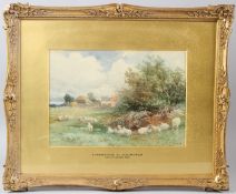 DAVID BATES (1840/41-1921) 'A Farmstead at Eckington' watercolour signed and dated 1908 25 x 35cm