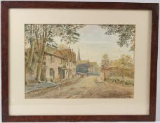 HENRY JAMES SAGE Shalford village and church watercolour signed 26.5 x 39cm