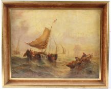 ATTRIBUTED TO WILLIAM CALCOTT KNELL French sailing vessel with attendant rowing boat and other