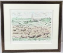 DAVID GENTLEMAN (b.1930) 'Blythburgh' colour lithograph 19/50 signed and titled in pencil 34 x