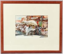 MIDDLE EASTERN SCHOOL Street market watercolour signed with initials and dated '05 17.5 x 26cm