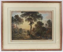 ATTRIBUTED TO JOHN GLOVER (1767-1849) Mountainous landscape with figure watercolour gouache