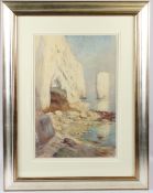 JAMES PHILIP S. STREATFIELD Coastal view with cliffs, probably Durdle Door Dorset watercolour signed