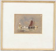 THOMAS BUSH HARDY (1842-1897) Moored boats watercolour signed and dated 1875 12 x 17cm