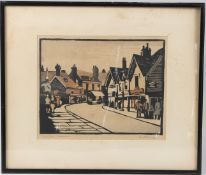 VINCENT NEW 'Main road Sevenoaks' colour woodblock signed, inscribed and dated 1930 in pencil 21.5 x