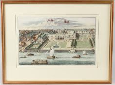 JAN KIP (c.1653-1722) 'Somerset House' hand coloured engraving 22 x 34cm