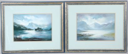 SHIRLEY SHACKLETON 'Fleetwith Pike, Buttermere' 'Wastwater' two Lake District views pastels signed