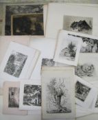 [ETCHINGS] coll'n of unframed 19th / 20th c. etchings, various artists (Q).