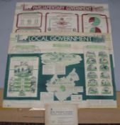 TWO LARGE, FOLDING GOVERNMENT WALL CHARTS, University of London Press, 1950's or 1960's (2).