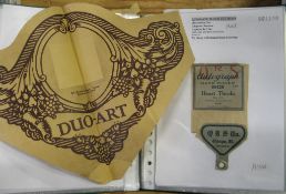 MUSIC ROLL LABELS, q. arranged in three A5 albums (Q).[Provenance; the Library of Arthur W.J.G.