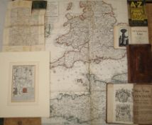[MAPS / U.K.] small coll'n of maps & books, incl. New View of London, 2 vols., lacking maps, 1708 (