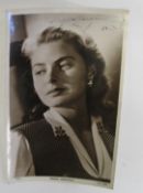 [FILMSTAR PHOTO, SIGNED] INGRID BERGMAN, signed, dated 1957, b/w photo, 7 x 5 inches.Provenance:
