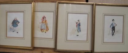 FOUR SMALL WATERCOLOURS, Dickensian characters by JOSEPH CLAYTON CLARKE (